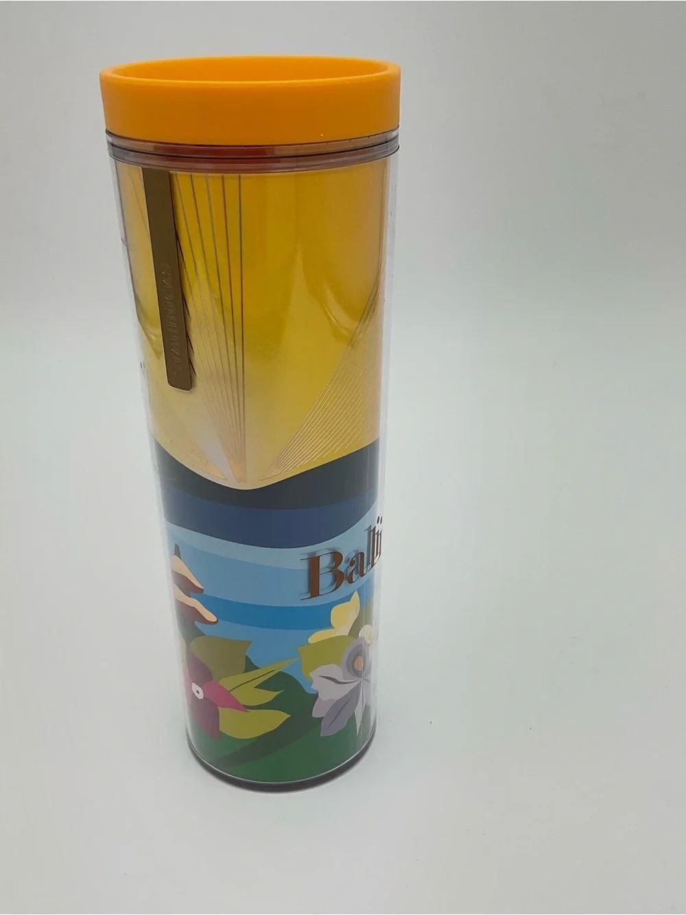Starbucks Yellow Orange Floral Bali Travel Tumbler